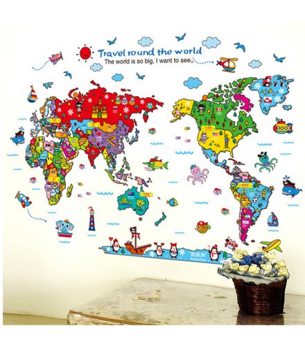 WST102 - Colorful Map Wall Sticker